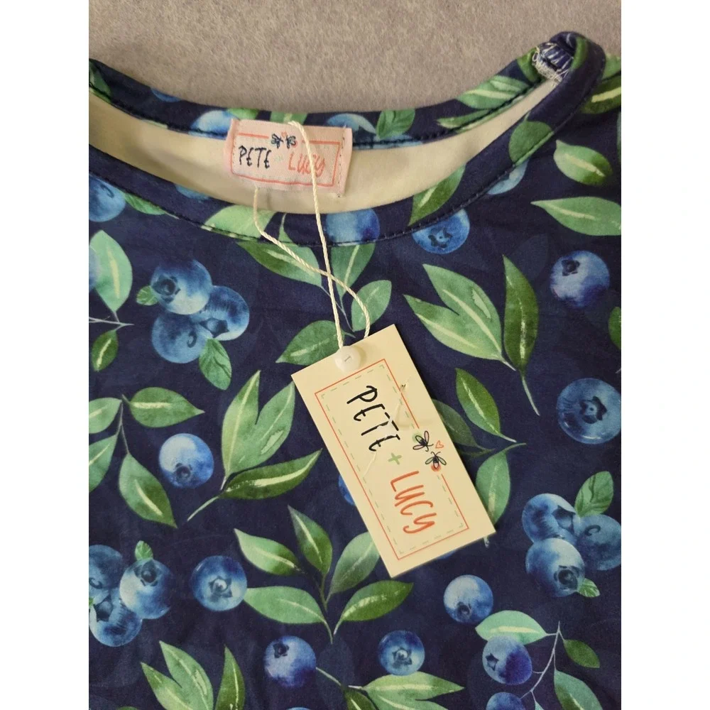Pete + Lucy 5T Short Sleeve Blueberry Stripes T-Shirt Dress NWT
